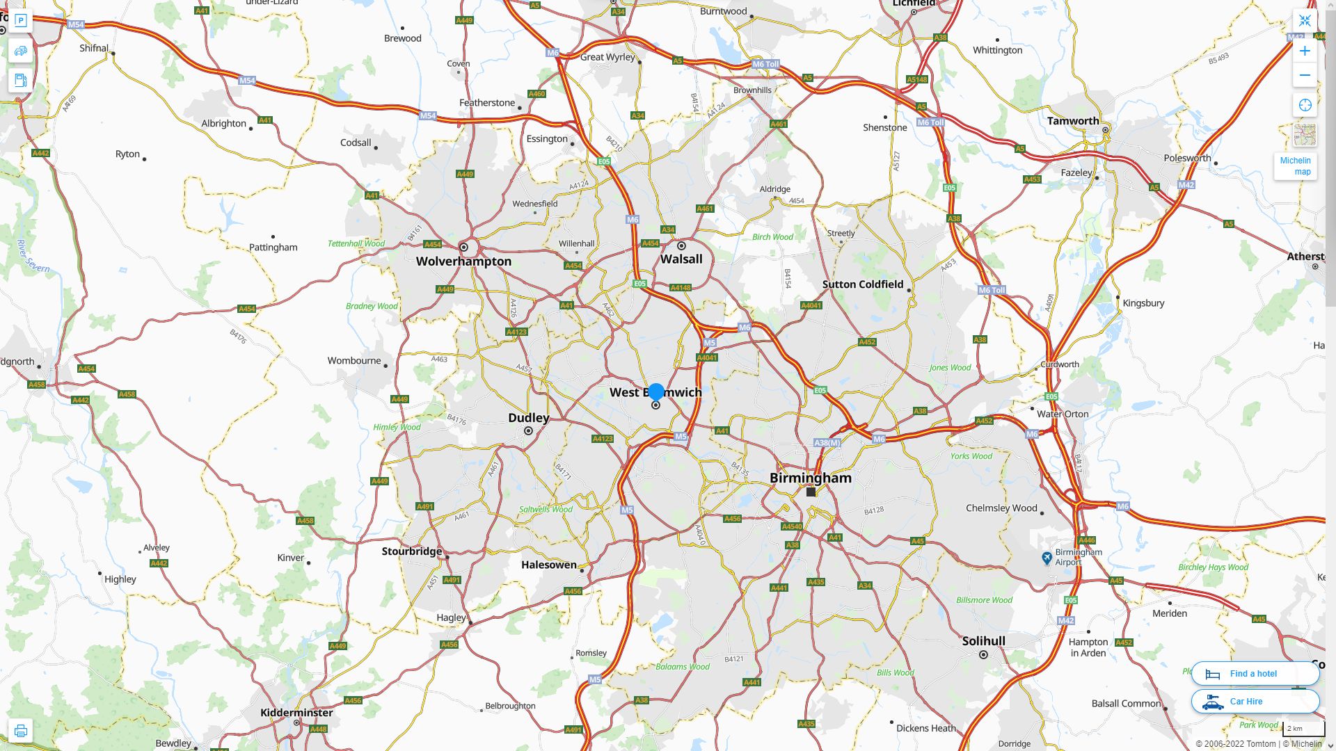 West Bromwich Highway and Road Map